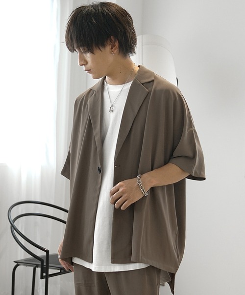 MinoriTY（マイノリティ）の「【MinoriTY】とろみ素材ビッグドルマンテーラードジャケット メンズ ライトアウター オーバーサイズ ビッグシルエット ルーズフィット 夏服（テーラードジャケット・メンズ・ベージュ/グレー/ブラウン/チャコール/グレイッシュベージュ/ライトブルーグレー/チャコールグレー/ダークグリーン/ライトベージュ/ダークブルー・M/L/S）」の18枚目の写真