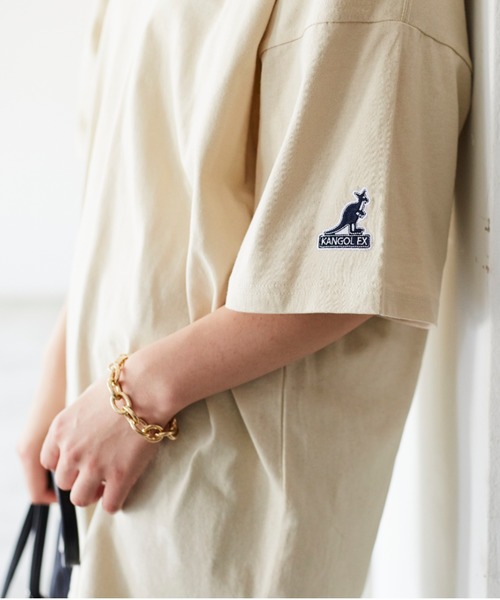 KANGOL EXTRA COMFORT（カンゴールエクストラコンフォート）の「WEB別注【KANGOL EXTRA COMFORT(カンゴール エクストラ コンフォート)】サイドスリットオーバーサイズTシャツ（Tシャツ/カットソー・レディース・パープル/オフホワイト/マスタード/ブラック/ブラウン/モカ/ライトグリーン/ネイビー/ベージュ/チャコールグレー・LL/L/M）」の17枚目の写真