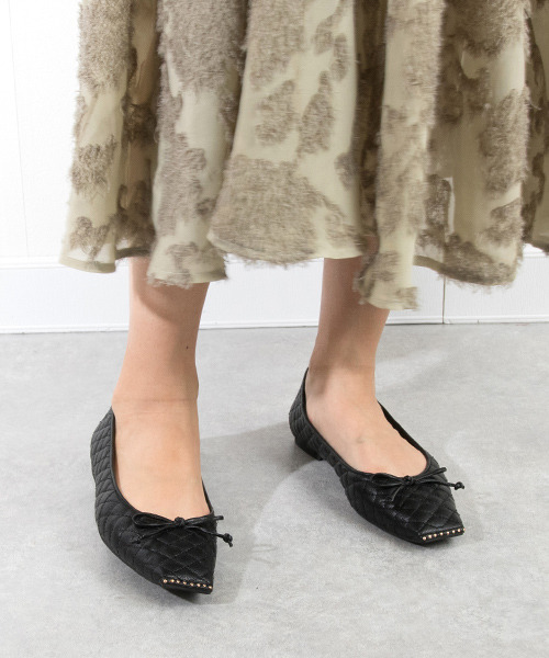 RANDA（ランダ）の「キルティングフラットパンプス（パンプス・レディース・ブラック/ブラウン/グリーン・23/24/25/22/25.5/22.5/24.5/23.5）」の4枚目の写真