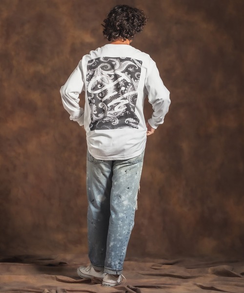 Jih Nunc（ジーヌンク）の「mlt3095-ロングスリーブプリントTシャツ -Jih×Paisley-（Tシャツ/カットソー・メンズ・ネイビー/ブラウン/ブラック・L/M）」の16枚目の写真