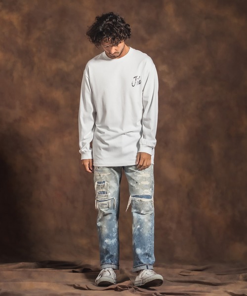 Jih Nunc（ジーヌンク）の「mlt3095-ロングスリーブプリントTシャツ -Jih×Paisley-（Tシャツ/カットソー・メンズ・ネイビー/ブラウン/ブラック・L/M）」の9枚目の写真