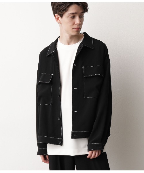 JUNRED（ジュンレッド）の「ステッチWフラップブルゾン（ブルゾン・メンズ・ブラック/ベージュ/サックスブルー・S/M/L）」の10枚目の写真