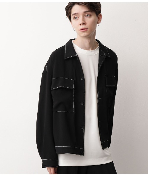 JUNRED（ジュンレッド）の「ステッチWフラップブルゾン（ブルゾン・メンズ・ブラック/ベージュ/サックスブルー・S/M/L）」の11枚目の写真