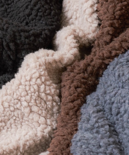 NILWAY(ニルウェイ)の「チェック柄 ポケット オーバー ボアブルゾン(ブルゾン・レディース・ブラウン/ベージュ/ブラック/アイボリー/ブルー系・SMALL/MEDIUM/LARGE)」の7枚目の写真