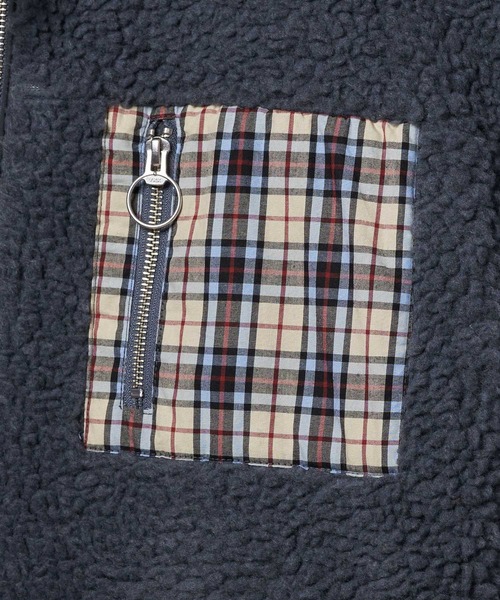 NILWAY(ニルウェイ)の「チェック柄 ポケット オーバー ボアブルゾン(ブルゾン・レディース・ブラウン/ベージュ/ブラック/アイボリー/ブルー系・SMALL/MEDIUM/LARGE)」の8枚目の写真