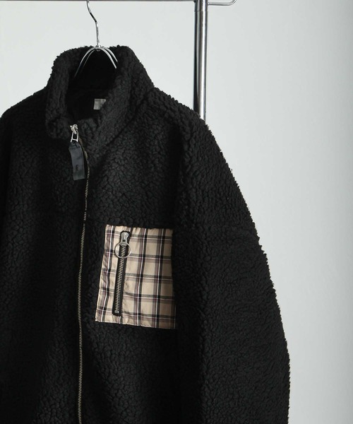 NILWAY(ニルウェイ)の「チェック柄 ポケット オーバー ボアブルゾン(ブルゾン・レディース・ブラウン/ベージュ/ブラック/アイボリー/ブルー系・SMALL/MEDIUM/LARGE)」の17枚目の写真