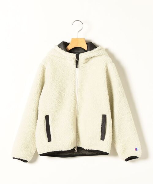 Champion(チャンピオン)の「SHIPS any×Champion: ボア フリース フーディ/パーカー◇(ブルゾン・キッズ・オフホワイト/ブラック/ベージュ・110/120/130/140)」の2枚目の写真