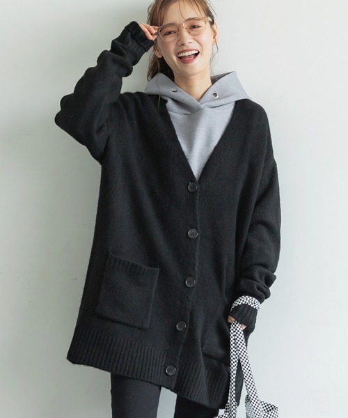 coca（coca）（コカ）の「＼＼新色登場／／ふあふあヤク風ニットカーディガン（カーディガン/ボレロ・レディース・チャコールグレー/アイボリー/ライトグレー/ブルー/ブラック/ピンク/ダークベージュ/ライトグリーン/ダークブラウン・ONE SIZE/M/L）」の3枚目の写真