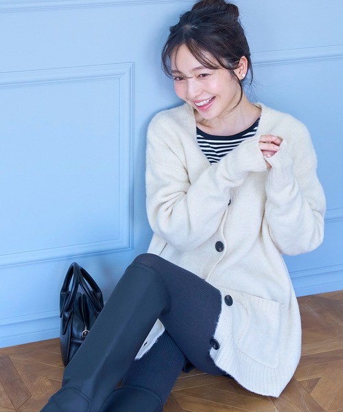 coca（coca）（コカ）の「＼＼新色登場／／ふあふあヤク風ニットカーディガン（カーディガン/ボレロ・レディース・チャコールグレー/アイボリー/ライトグレー/ブルー/ブラック/ピンク/ダークベージュ/ライトグリーン/ダークブラウン・ONE SIZE/M/L）」の16枚目の写真