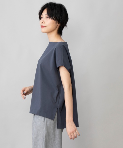 Munich(ミューニック)の「コットンポリエステルストレッチインターロック スリーブレストップス(セットアップ可)(Tシャツ/カットソー・レディース・ブラック/ダークグレー/グレイッシュベージュ・FREE)」の14枚目の写真