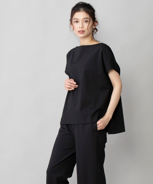 Munich(ミューニック)の「コットンポリエステルストレッチインターロック スリーブレストップス(セットアップ可)(Tシャツ/カットソー・レディース・ブラック/ダークグレー/グレイッシュベージュ・FREE)」の12枚目の写真