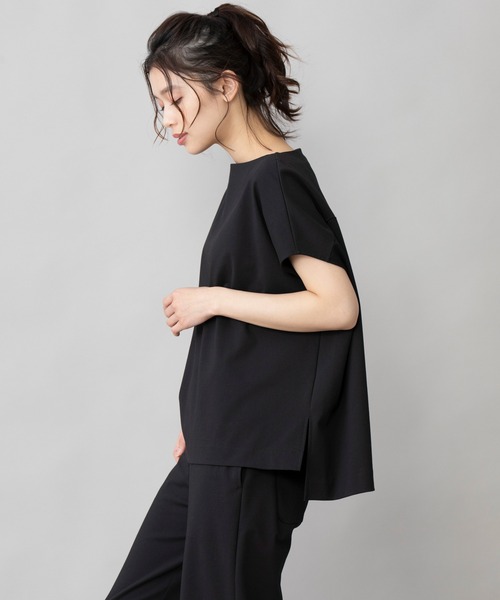 Munich(ミューニック)の「コットンポリエステルストレッチインターロック スリーブレストップス(セットアップ可)(Tシャツ/カットソー・レディース・ブラック/ダークグレー/グレイッシュベージュ・FREE)」の22枚目の写真