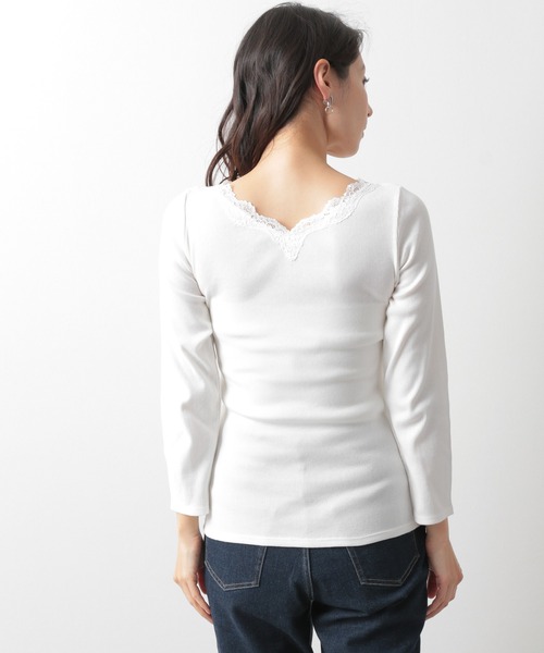 LEPSIM(レプシィム)の「抗菌レースインナー長袖 924816(Tシャツ/カットソー・レディース・チャコールグレー/オフホワイト/グレイッシュベージュ・MEDIUM/LARGE)」の8枚目の写真