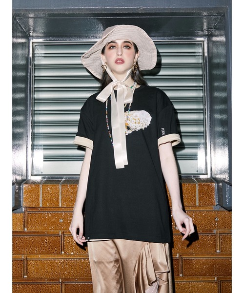 PAMEO POSE（パメオポーズ）の「Oyster T-Shirts（Tシャツ/カットソー・レディース・ホワイト/ブラック/ピンク・FREE）」の3枚目の写真