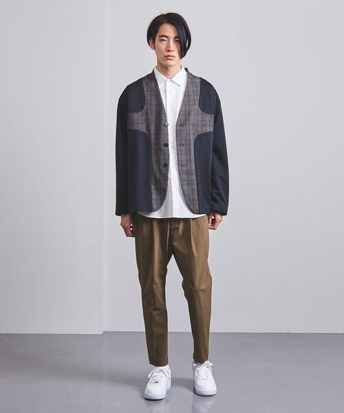 EN ROUTE（アンルート）の「＜EN ROUTE（アンルート）＞ポンチ×チェック ノーカラー 3ボタン（ノーカラージャケット・メンズ・ブラック/ネイビー・1/2/3）」の3枚目の写真