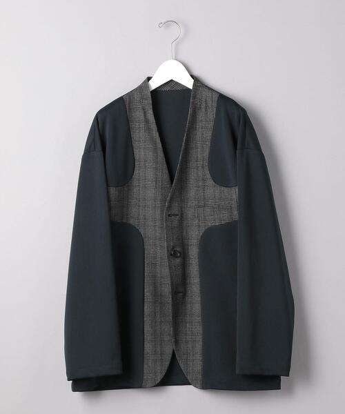 EN ROUTE（アンルート）の「＜EN ROUTE（アンルート）＞ポンチ×チェック ノーカラー 3ボタン（ノーカラージャケット・メンズ・ブラック/ネイビー・1/2/3）」の5枚目の写真