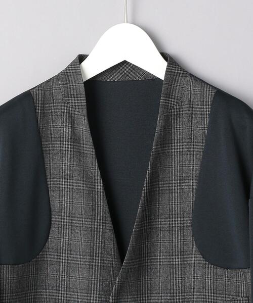 EN ROUTE（アンルート）の「＜EN ROUTE（アンルート）＞ポンチ×チェック ノーカラー 3ボタン（ノーカラージャケット・メンズ・ブラック/ネイビー・1/2/3）」の7枚目の写真