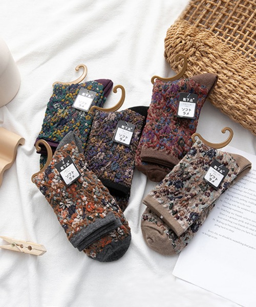 aimoha(アイモハ)の「Art花柄ソックス(ソックス/靴下・レディース・ベージュ/ブラウン/グレー/ブラック/パープル・FREE)」の22枚目の写真