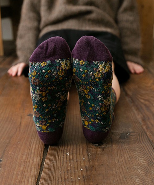 aimoha(アイモハ)の「Art花柄ソックス(ソックス/靴下・レディース・ベージュ/ブラウン/グレー/ブラック/パープル・FREE)」の11枚目の写真