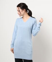 カシミアタッチシンプルニットチュニックワンピース