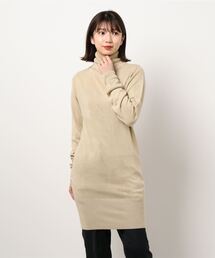 カシミアタッチシンプルニットチュニックワンピース
