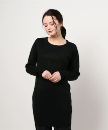 カシミアタッチシンプルニットチュニックワンピース