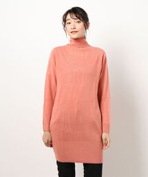 カシミアタッチシンプルニットチュニックワンピース