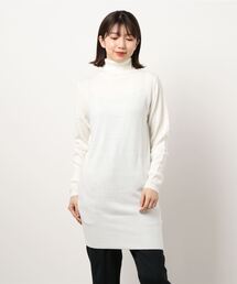 カシミアタッチシンプルニットチュニックワンピース