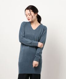 カシミアタッチシンプルニットチュニックワンピース