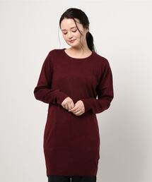 カシミアタッチシンプルニットチュニックワンピース