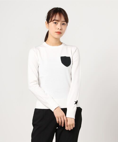DOUBLE STANDARD CLOTHING（ダブルスタンダードクロージング）の「C/Rストレッチニット（ニット/セーター・レディース・ブラック/トップグレー/オフホワイト・36/38）」の6枚目の写真
