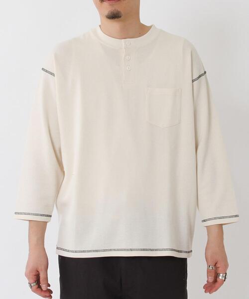 coen(コーエン)の「ワッフルヘンリーネック7分袖Tシャツ(Tシャツ/カットソー・メンズ・ダークグレー/オフホワイト・X-LARGE/SMALL/MEDIUM/LARGE)」の11枚目の写真