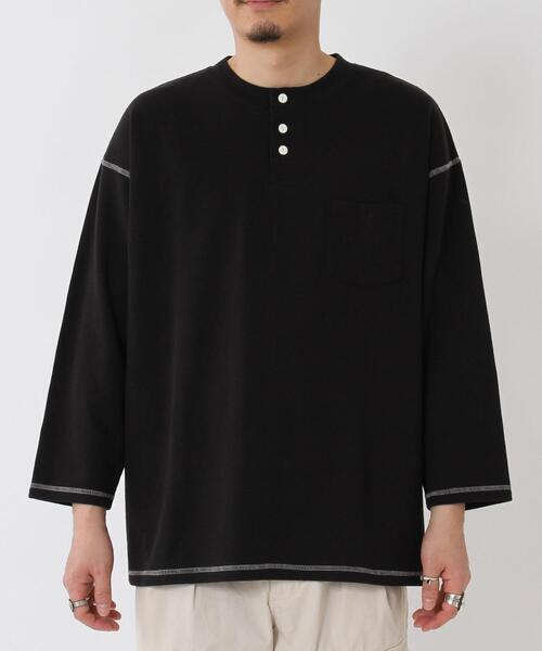 coen(コーエン)の「ワッフルヘンリーネック7分袖Tシャツ(Tシャツ/カットソー・メンズ・ダークグレー/オフホワイト・X-LARGE/SMALL/MEDIUM/LARGE)」の13枚目の写真