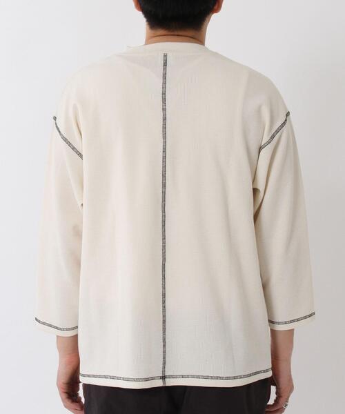 coen(コーエン)の「ワッフルヘンリーネック7分袖Tシャツ(Tシャツ/カットソー・メンズ・ダークグレー/オフホワイト・X-LARGE/SMALL/MEDIUM/LARGE)」の7枚目の写真