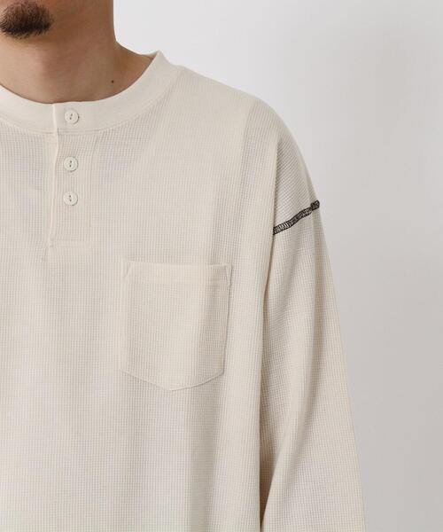 coen(コーエン)の「ワッフルヘンリーネック7分袖Tシャツ(Tシャツ/カットソー・メンズ・ダークグレー/オフホワイト・X-LARGE/SMALL/MEDIUM/LARGE)」の9枚目の写真