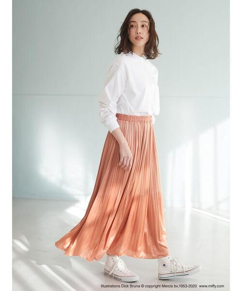 Green　Parks（グリーンパークス）の「・SUGAR SPOON ケシプリーツロングスカート＊（スカート・レディース・ライトグレー/ベージュ/オレンジ/アイボリー・FREE）」の13枚目の写真