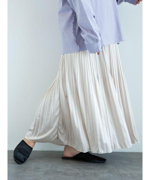 Green　Parks（グリーンパークス）の「・SUGAR SPOON ケシプリーツロングスカート＊（スカート・レディース・ライトグレー/ベージュ/オレンジ/アイボリー・FREE）」の19枚目の写真