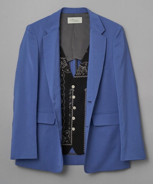 Azuma. / FAKE LAYERED JACKET/テーラードジャケット/レイヤード/シングル/ポリエステル/BLU Azuma.（アズマ）の「Azuma. FAKE LAYERED JACKET (21SH-JK-01