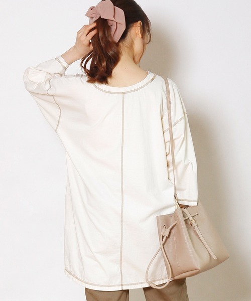 Crisp（クリスプ）の「バイカラーステッチTシャツ（Tシャツ/カットソー・レディース・ネイビー/アイボリー・FREE）」の2枚目の写真