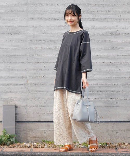 Crisp（クリスプ）の「バイカラーステッチTシャツ（Tシャツ/カットソー・レディース・ネイビー/アイボリー・FREE）」の13枚目の写真