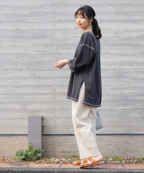 Crisp（クリスプ）の「バイカラーステッチTシャツ（Tシャツ/カットソー・レディース・ネイビー/アイボリー・FREE）」の8枚目の写真