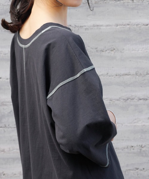 Crisp（クリスプ）の「バイカラーステッチTシャツ（Tシャツ/カットソー・レディース・ネイビー/アイボリー・FREE）」の21枚目の写真