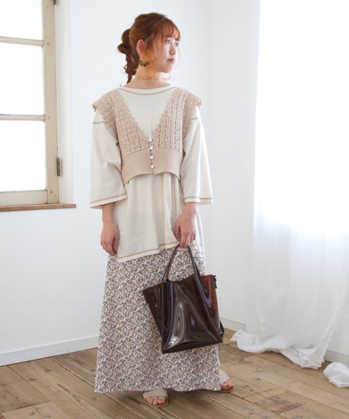 Crisp（クリスプ）の「バイカラーステッチTシャツ（Tシャツ/カットソー・レディース・ネイビー/アイボリー・FREE）」の6枚目の写真