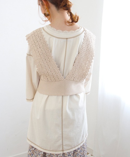 Crisp（クリスプ）の「バイカラーステッチTシャツ（Tシャツ/カットソー・レディース・ネイビー/アイボリー・FREE）」の9枚目の写真