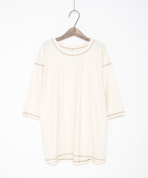 Crisp（クリスプ）の「バイカラーステッチTシャツ（Tシャツ/カットソー・レディース・ネイビー/アイボリー・FREE）」の4枚目の写真