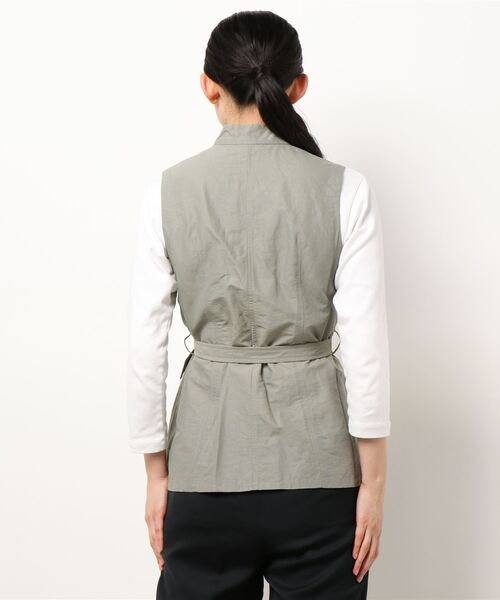 GGD（ジージーディー）の「HAVE A NICE TRIP / 麻クレープファイユノースリーブジャケット（ブルゾン・レディース・グリーン/パープル/ベージュ・L/LL/M/3L）」の6枚目の写真