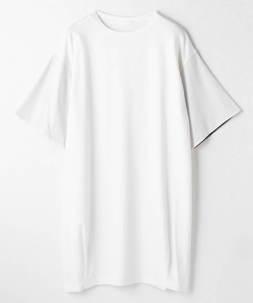 NICOLE white(ニコルホワイト)の「ロング丈ビッグTシャツ(Tシャツ/カットソー・レディース・ライトグレー/ブラック/ピンク/オフホワイト・FREE)」の7枚目の写真