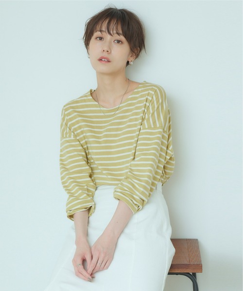 titivate(ティティベイト)の「コットンボーダーカットソー(Tシャツ/カットソー・レディース・ピンク/ミント/ホワイト・M)」の3枚目の写真