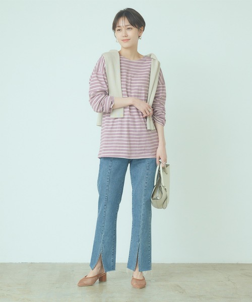 titivate(ティティベイト)の「コットンボーダーカットソー(Tシャツ/カットソー・レディース・ピンク/ミント/ホワイト・M)」の6枚目の写真