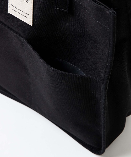 WEGO（ウィゴー）の「WEGO/マルチポケットキャンバス撥水トートバッグ（トートバッグ・レディース・オフホワイト/ブラック・FREE）」の6枚目の写真